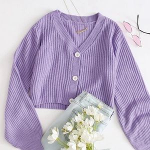 SHEIN bishop sleeve button up cardigan